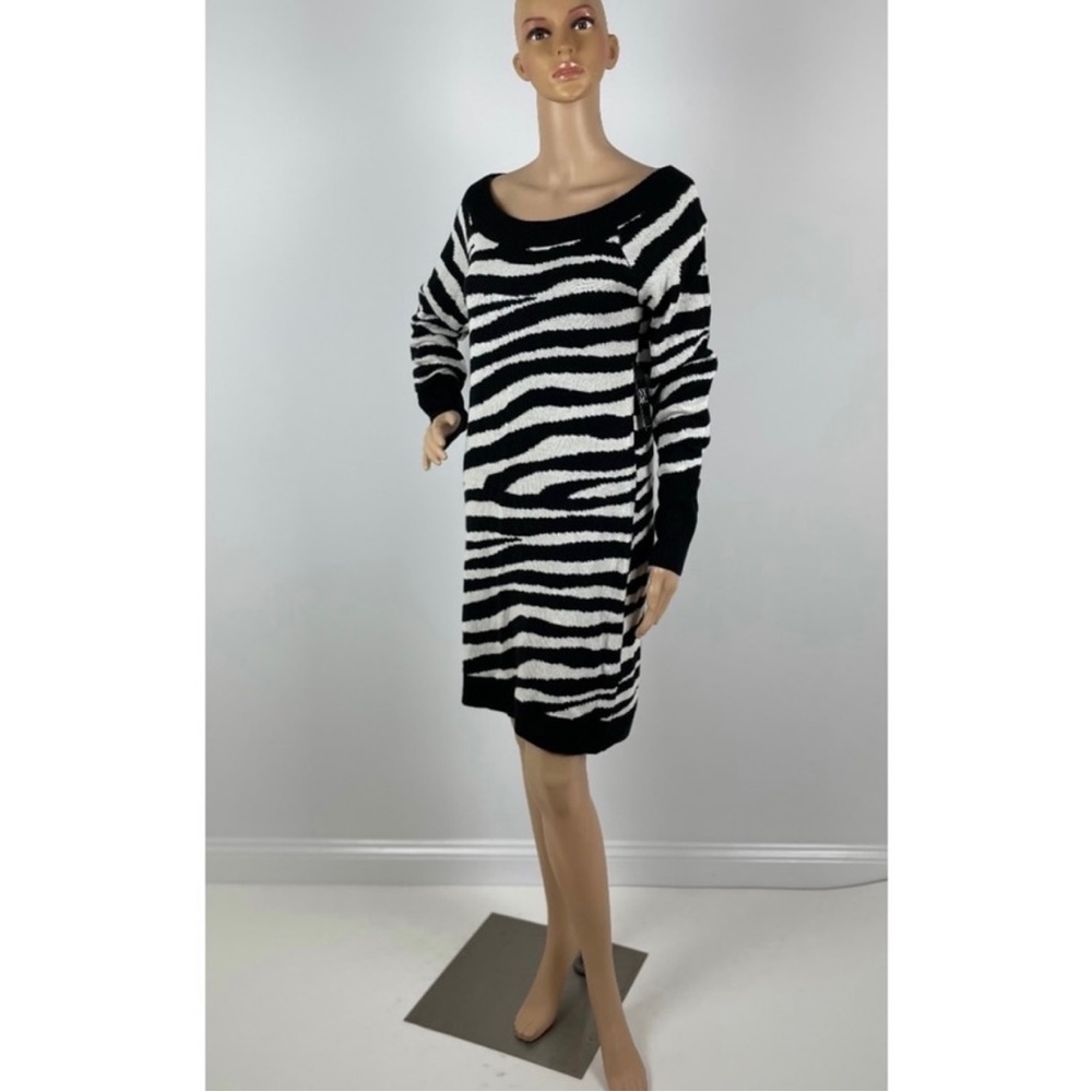 Black and White Zebra Sweater Dress